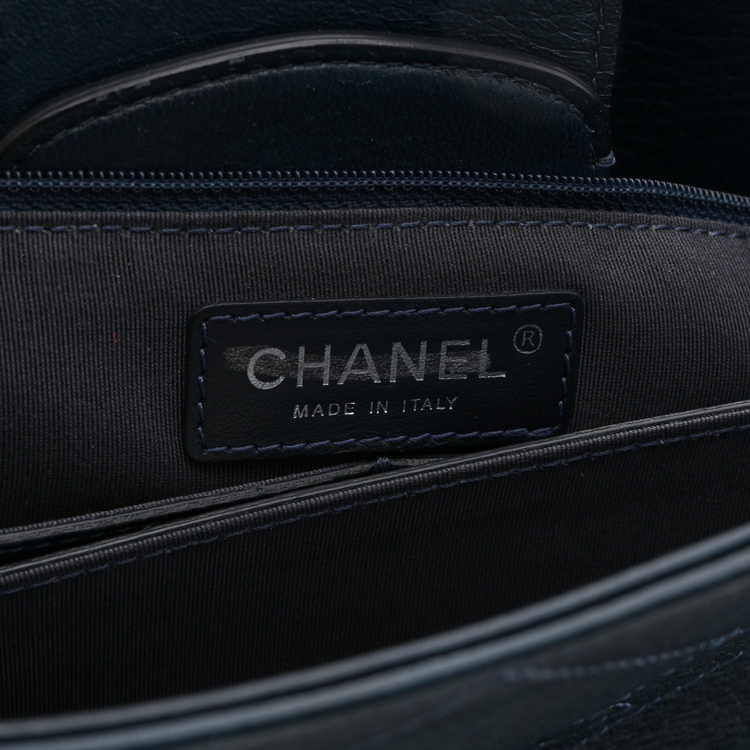 Chanel Deerskin Stitched Medium CC Shopping Tote Navy 6 of 10