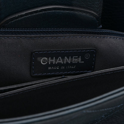 Chanel Deerskin Stitched Medium CC Shopping Tote Navy 6 of 10