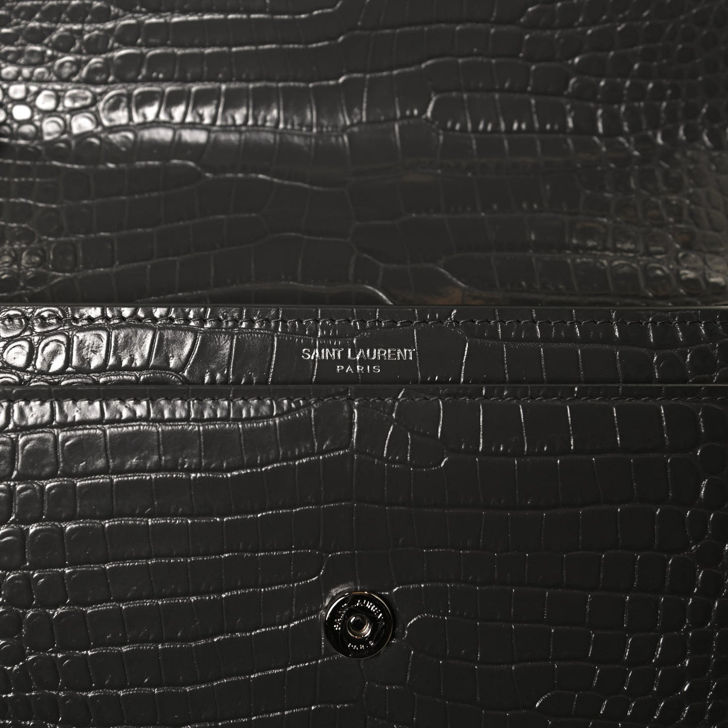 Calfskin Crocodile Embossed Medium Monogram Sunset Graphite