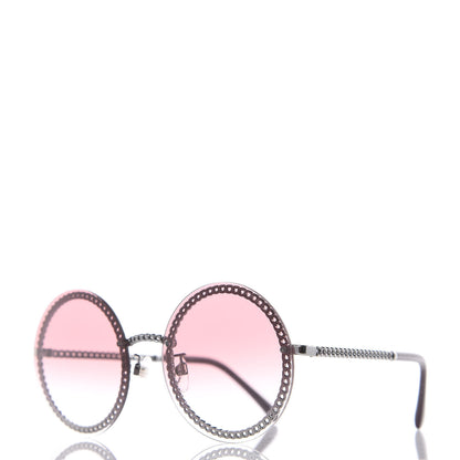 Chanel Round Removable Triple Hanging Chain Sunglasses 4245 Pink Silver 2 of 8