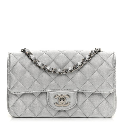 Chanel Metallic Lambskin Quilted Mini Rectangular Flap Silver 1 of 10