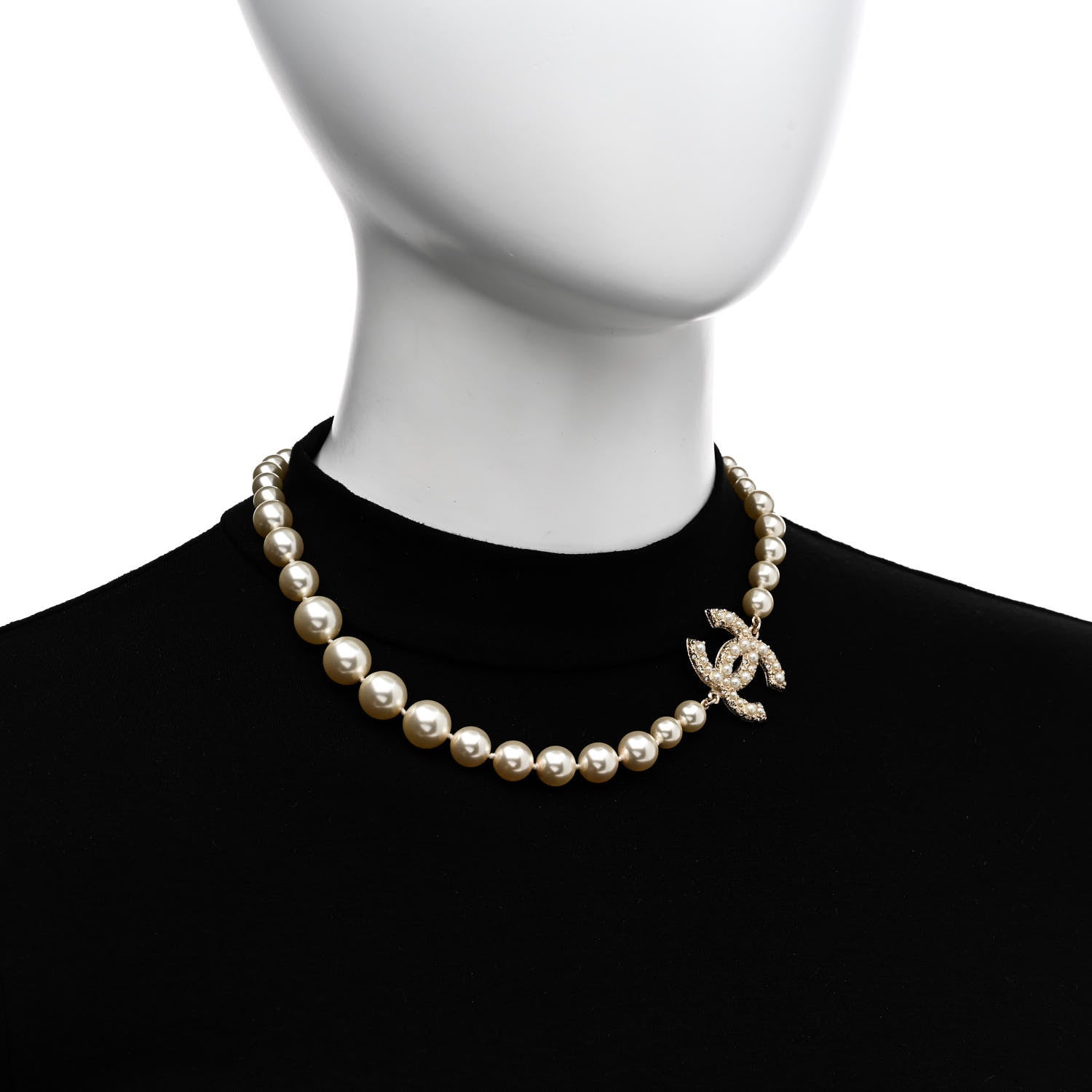 Chanel Pearl CC 100th Anniversary Necklace Light Gold 2 of 6