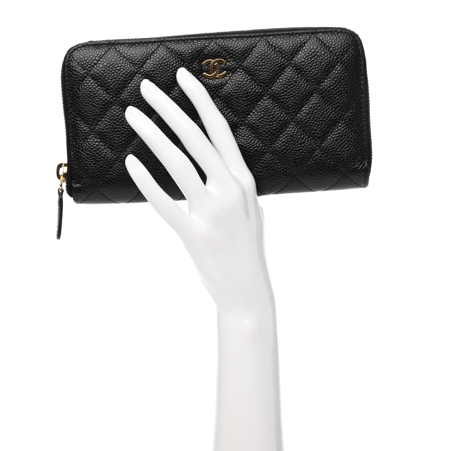 Chanel Caviar Quilted Large Gusset Zip Around Wallet Black 2 of 9