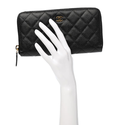 Chanel Caviar Quilted Large Gusset Zip Around Wallet Black 2 of 9