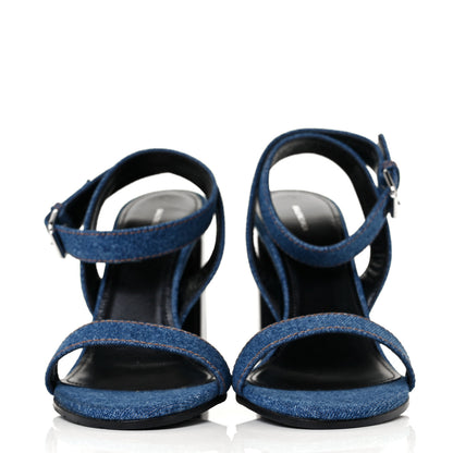 Balenciaga Denim Ankle Strap Round Heel Sandals 38.5 Bleu Clair 2 of 8