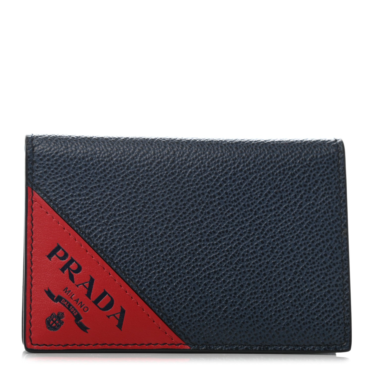 Prada Vitello Micro Grain Card Holder Baltico Fuoco 1 of 5