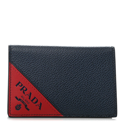 Prada Vitello Micro Grain Card Holder Baltico Fuoco 1 of 5