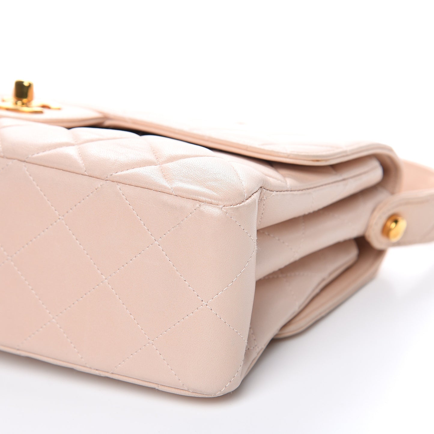 Lambskin Quilted Medium Double Sided Flap Light Pink