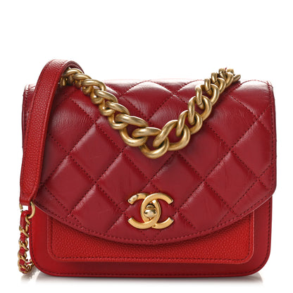 Chanel Calfskin Caviar Quilted Mini Chain Handle Flap Red 1 of 10