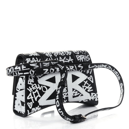 Balenciaga Calfskin Graffiti Hourglass Belt Bag Black 2 of 4