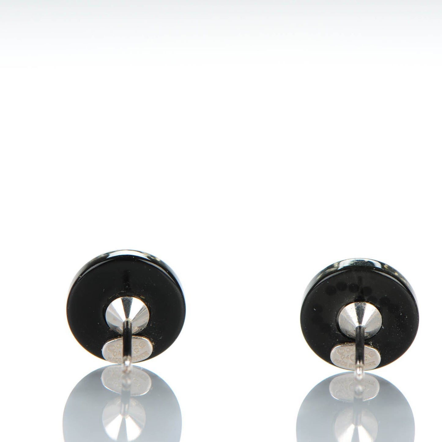 Resin Crystal CC Earrings Black