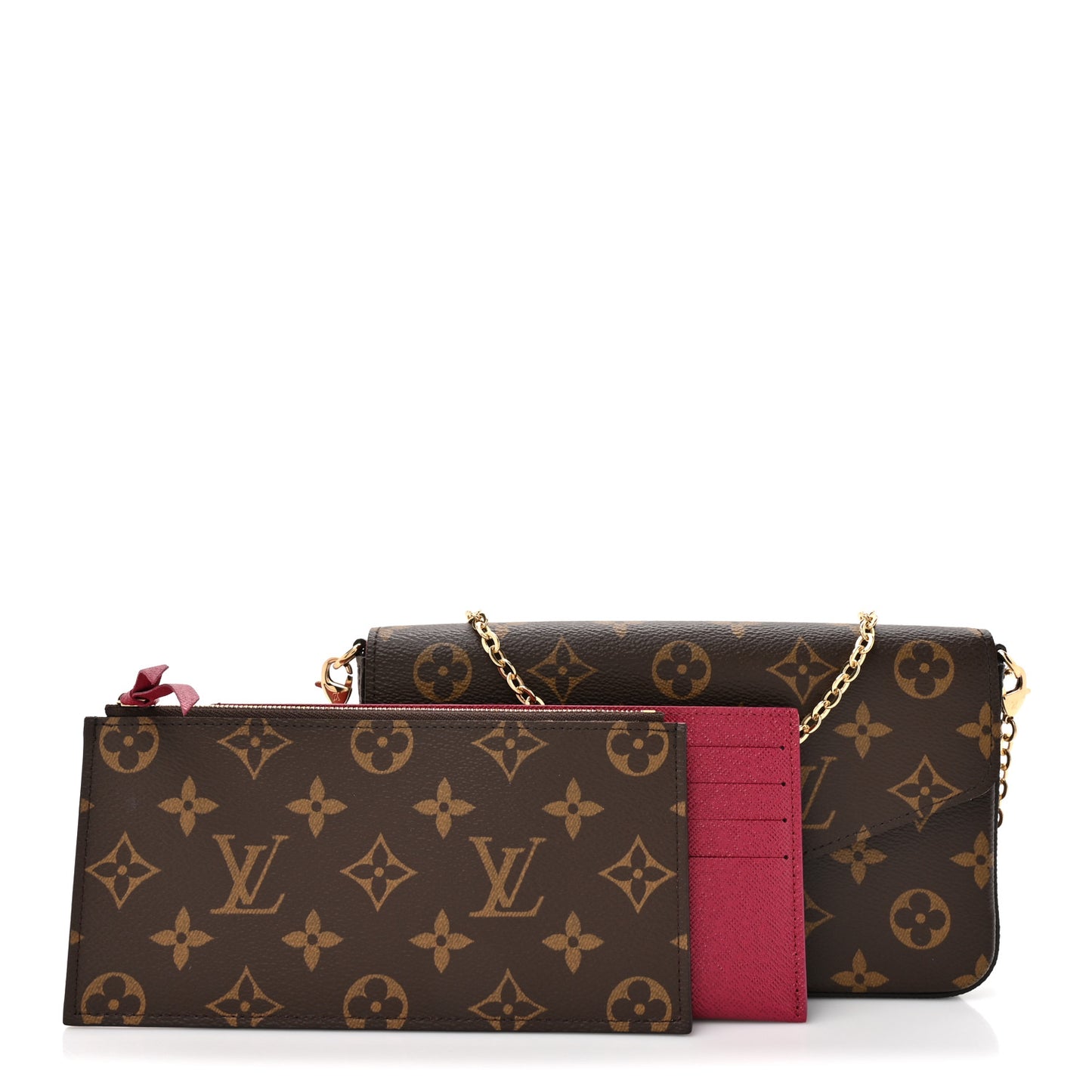 Monogram Pochette Felicie Chain Wallet Fuchsia