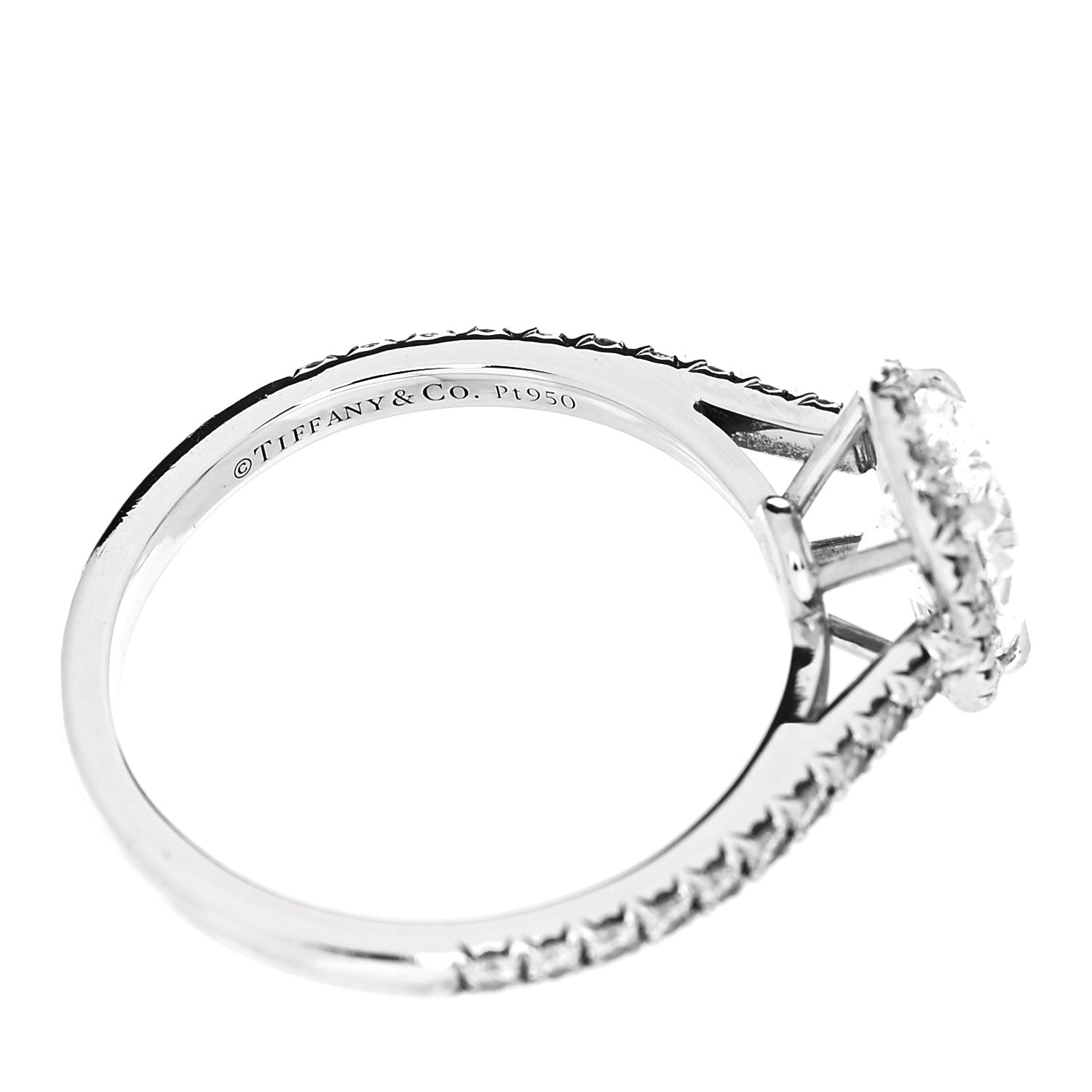 Tiffany Platinum Diamond 1.09ct Soleste Oval Cut Halo Engagement Ring 50 5.25 5 of 7