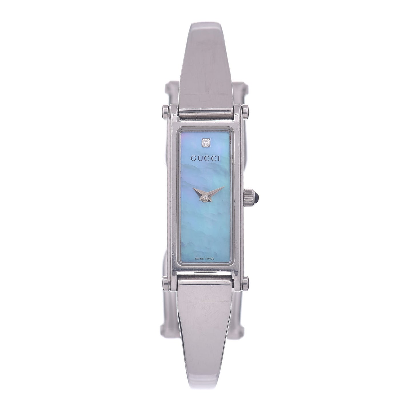 Stainless Steel Diamond Blue Mother of Pearl 12mm 1500L Horsebit Quartz Watch