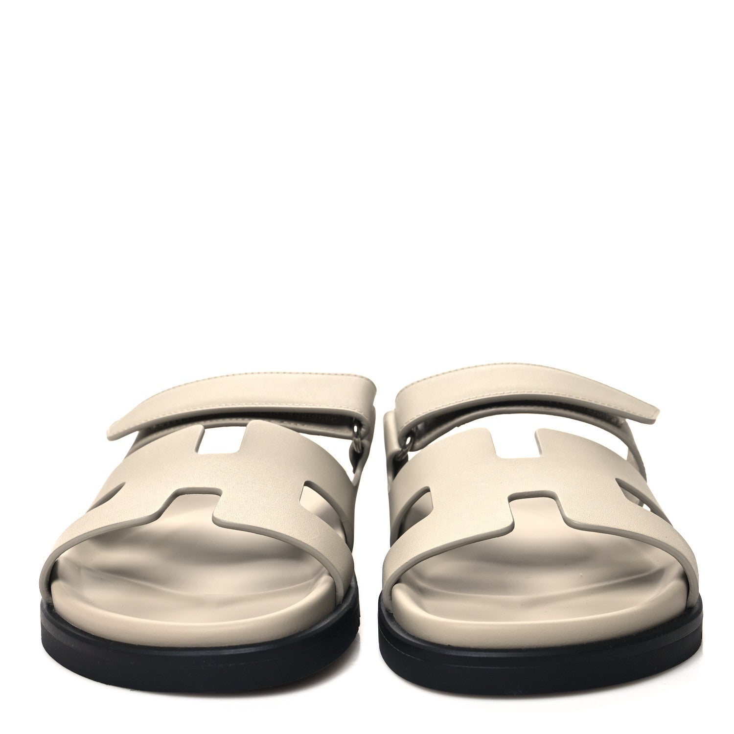 Hermes Calfskin Womens Chypre Sandals 37 Beige Mastic 2 of 9