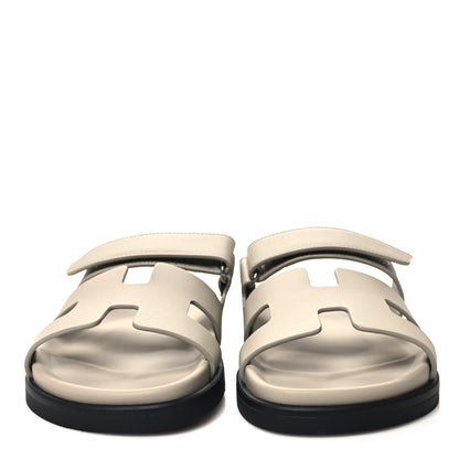 Hermes Calfskin Womens Chypre Sandals 37 Beige Mastic 2 of 9