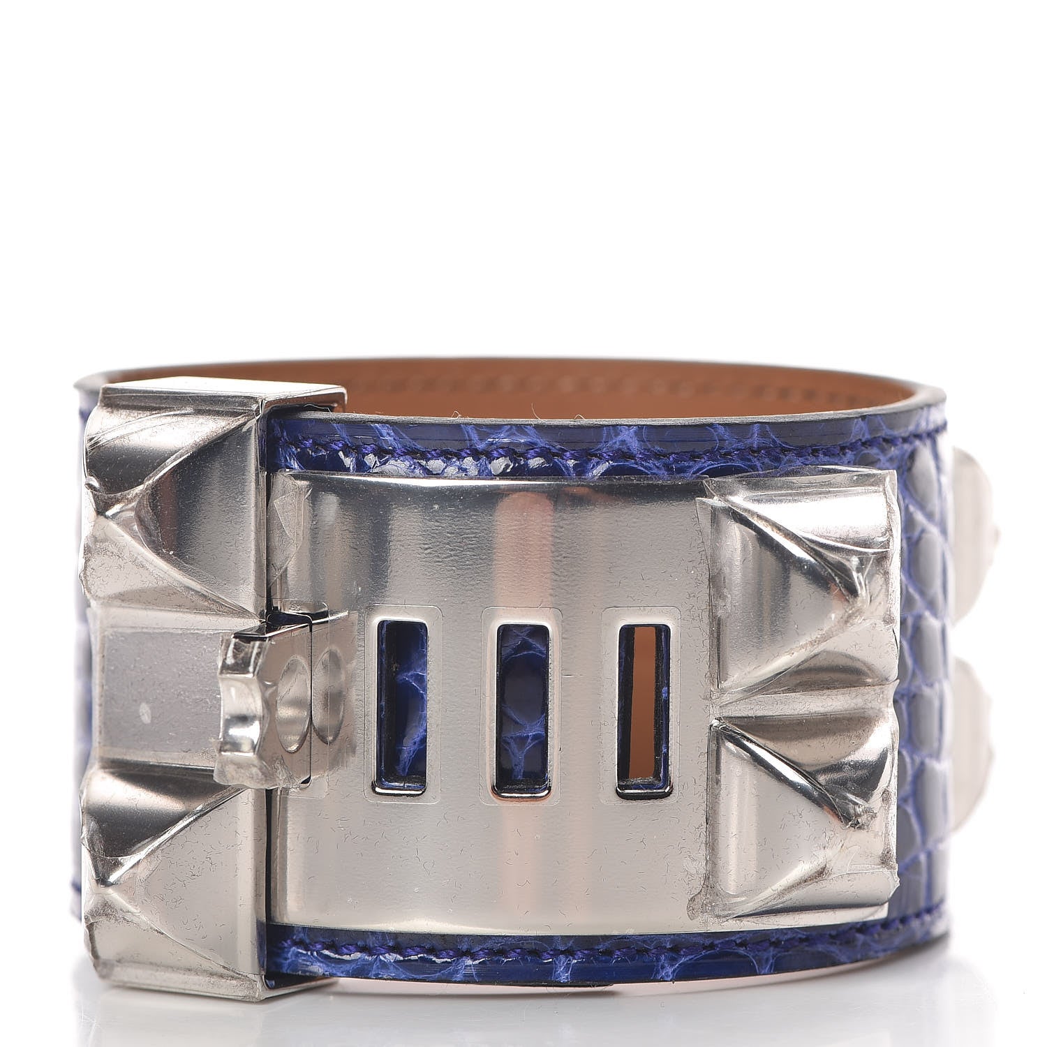Hermes Shiny Alligator Collier De Chien CDC Bracelet T2 Bleu Electrique 3 of 4