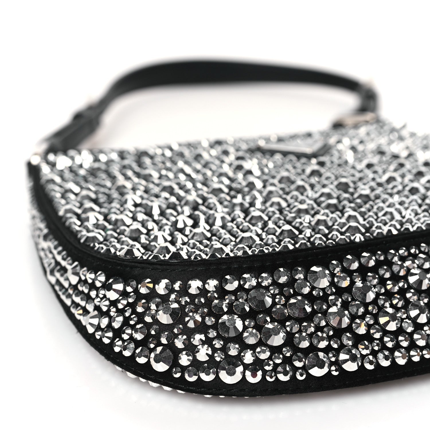 Prada Satin Crystal Cleo Adjustable Strap Shoulder Bag Metal 7 of 8