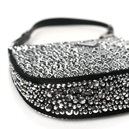 Prada Satin Crystal Cleo Adjustable Strap Shoulder Bag Metal 7 of 8