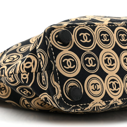 Chanel Jersey Calfskin Printed Large Frame Handle Bag Beige Black 9 of 13