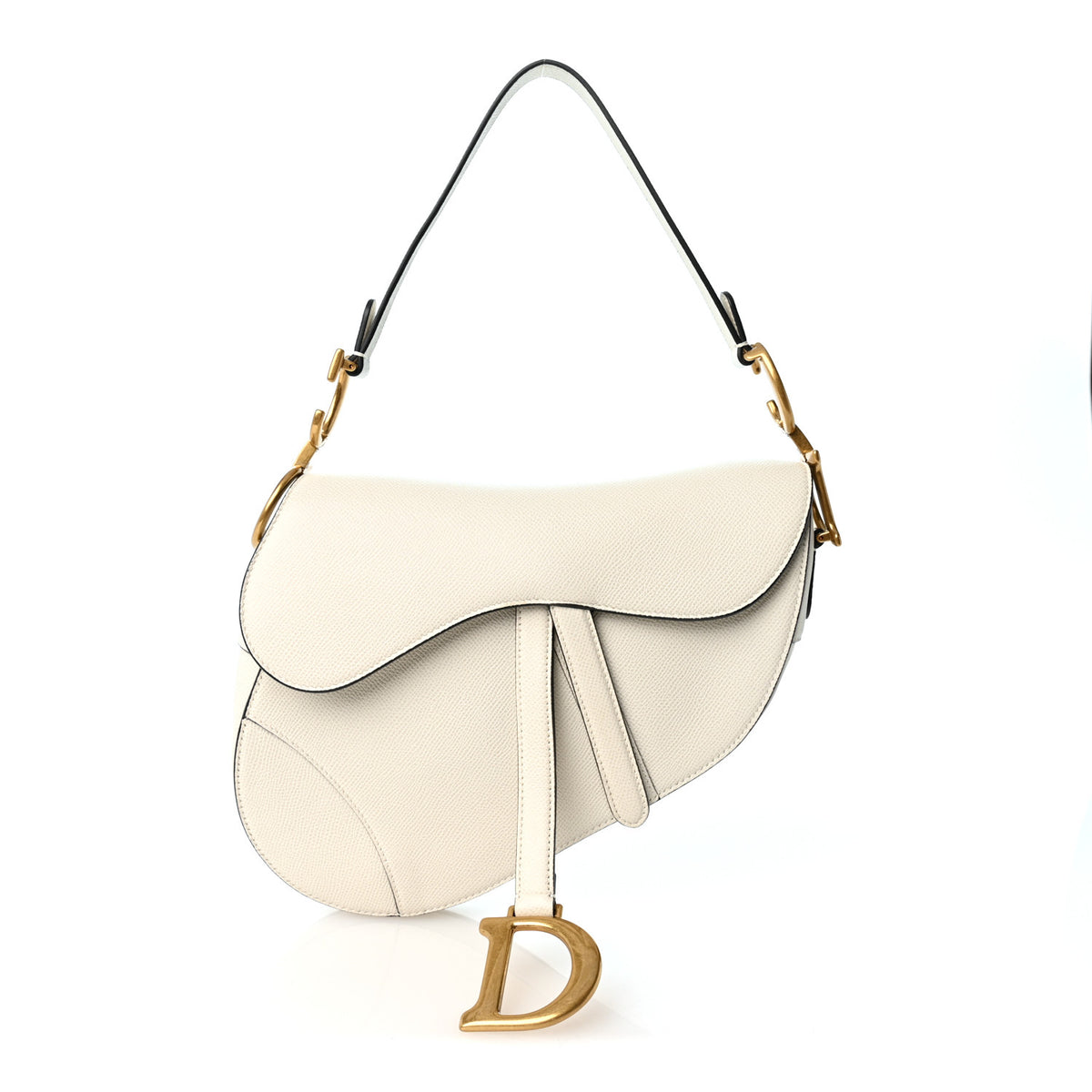 Christian Dior Grained Calfskin Saddle Bag White 1 of 10