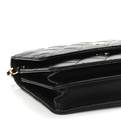 Chanel Lambskin Quilted Mini Camellia Bow Wallet On Chain WOC Black 9 of 11