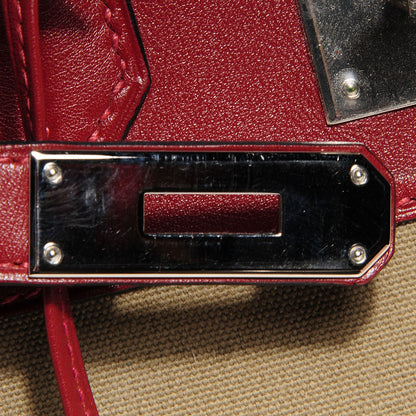 Hermes Toile Swift Birkin 30 Rouge H 10 of 24