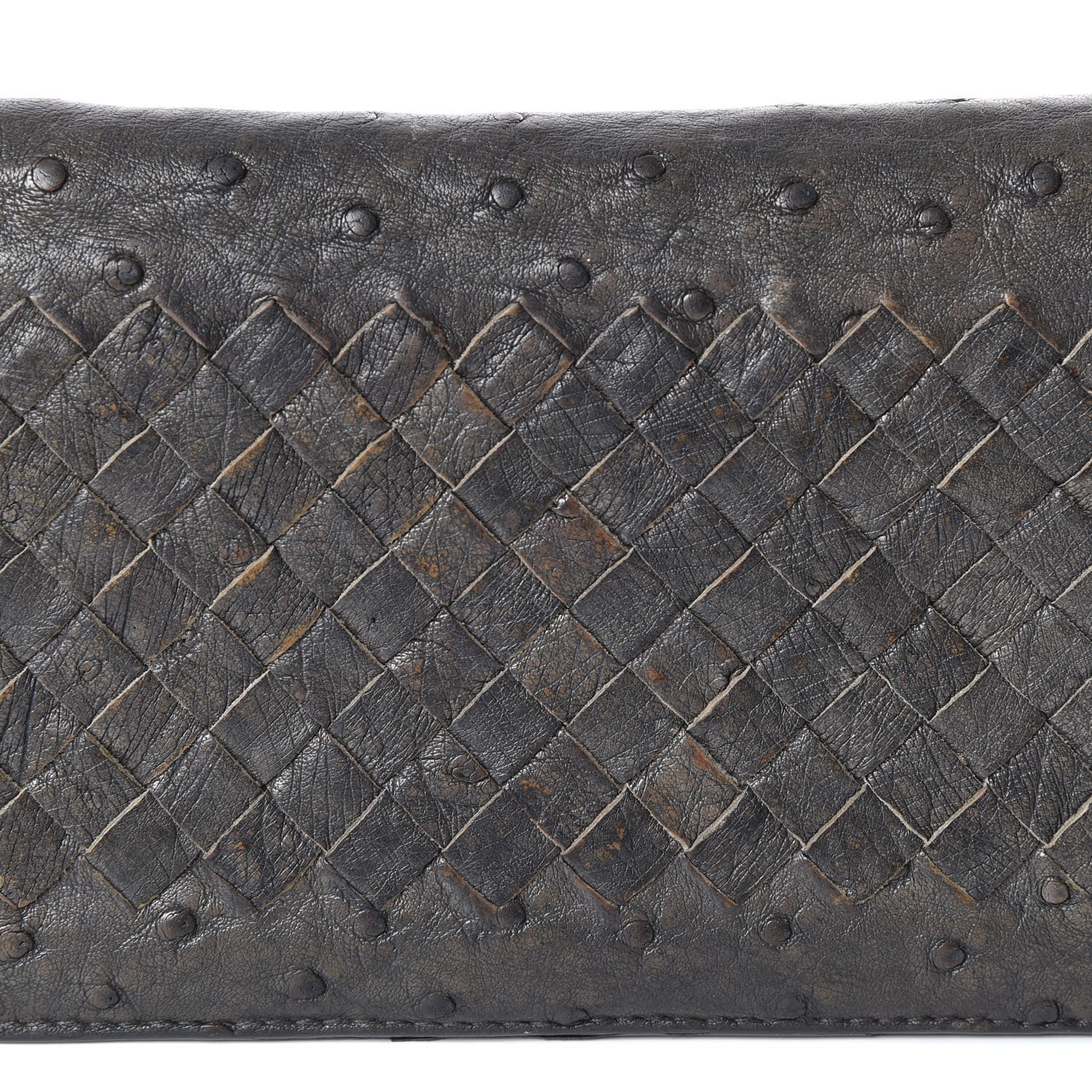 Bottega Veneta Ostrich Intrecciato Long Bi-Fold Wallet Ardoise 12 of 12