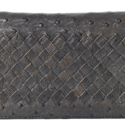 Bottega Veneta Ostrich Intrecciato Long Bi-Fold Wallet Ardoise 12 of 12