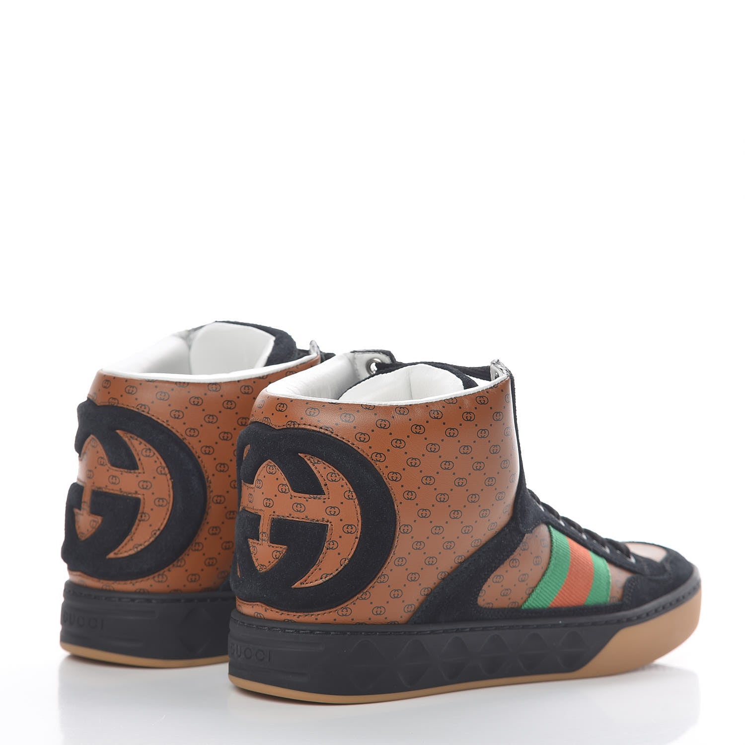 Gucci X DAPPER DAN Calfskin Suede GG Micro Monogram Womens High Top Sneakers 36 Black Cuir Ebony 4 of 10