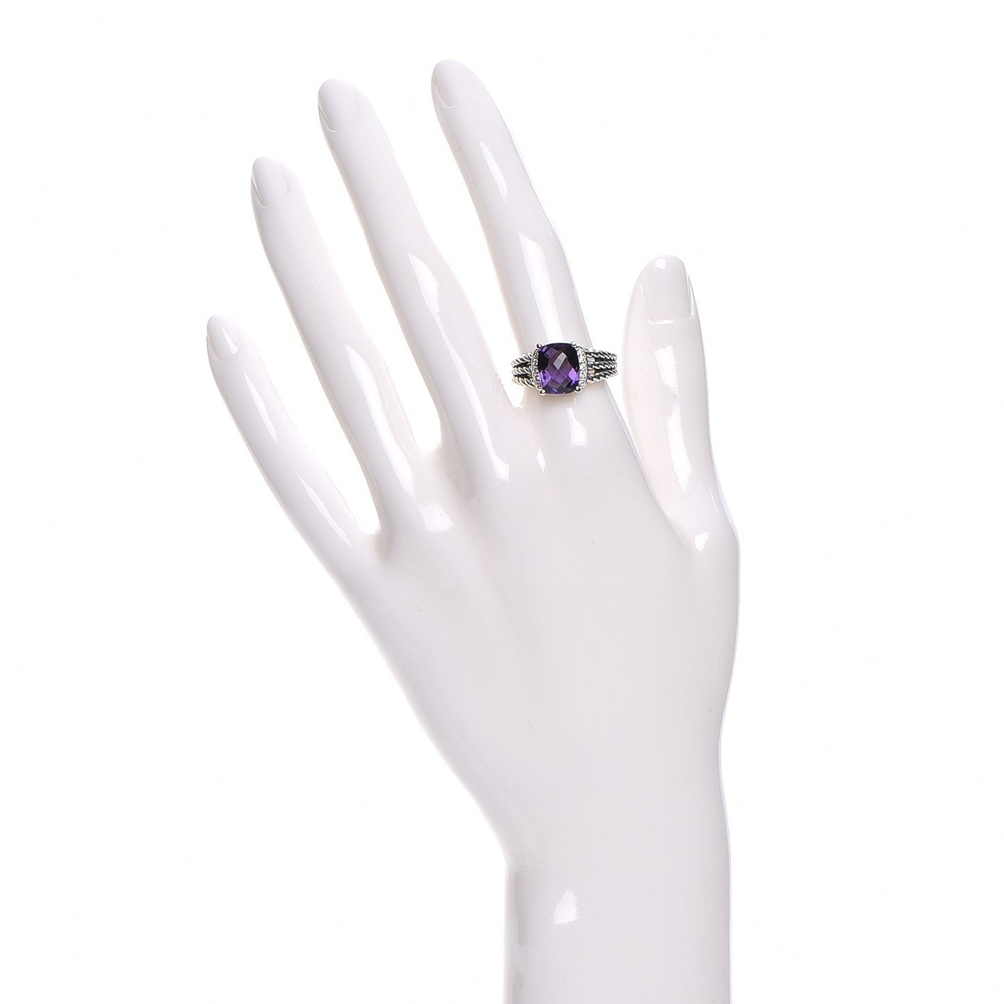 Sterling Silver Diamond Amethyst 10mm Petite Wheaton Ring 55 7.25