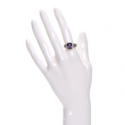 David Yurman Sterling Silver Diamond Amethyst 10mm Petite Wheaton Ring 55 7.25 2 of 5
