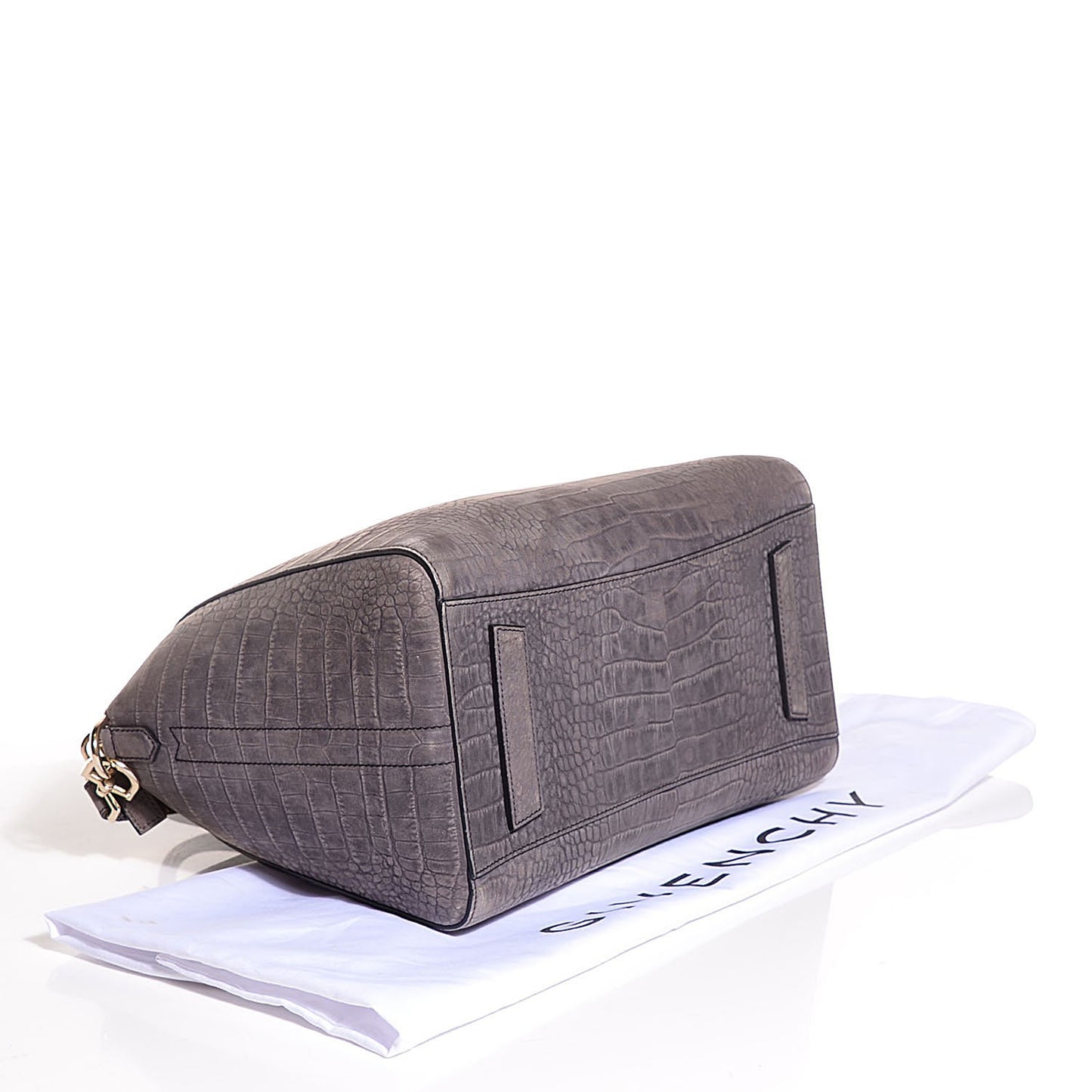 Nubuck Crocodile Embossed Medium Antigona Washed Black