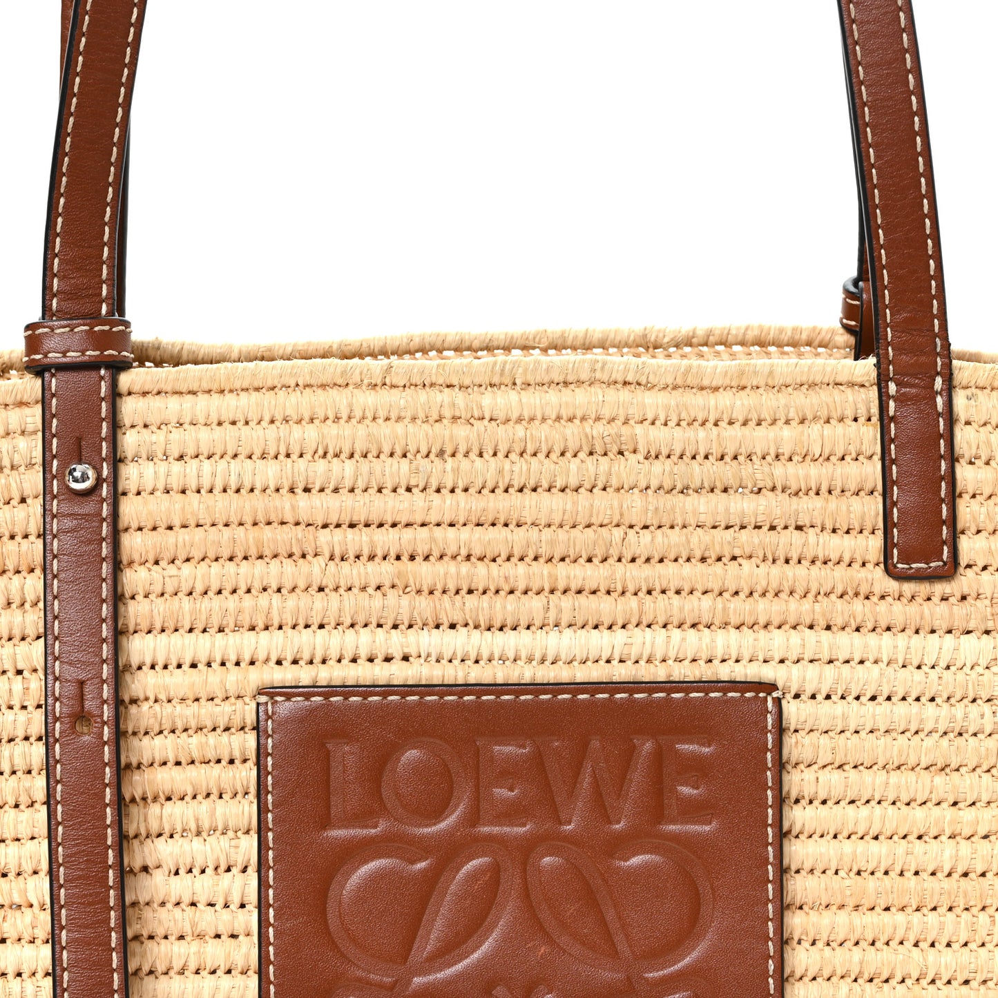 Raffia Small Square Basket Tote Bag Natural Tan