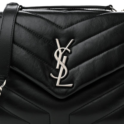 Saint Laurent Calfskin Y Quilted Monogram Small Loulou Chain Satchel Black 9 of 12