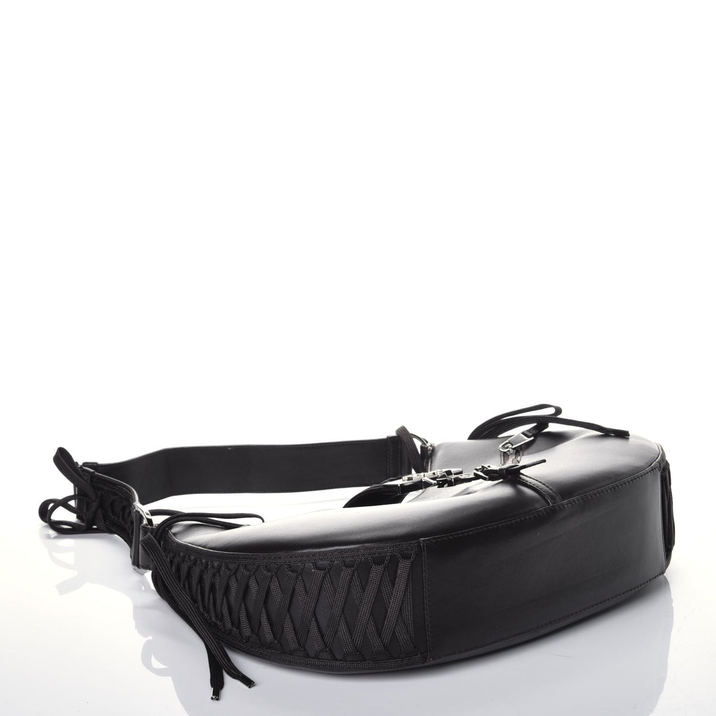 Calfskin Admit It Lace Up Hobo Black