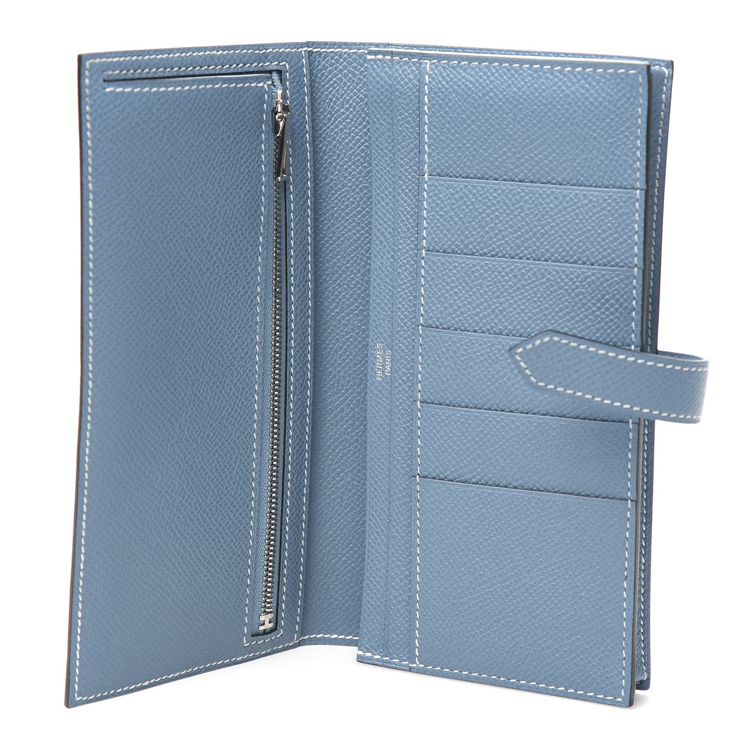 Hermes Epsom Bearn Gusset Wallet Blue Jean 5 of 7