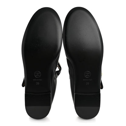 Chanel Lambskin Charm Mary Jane Flats 39 Black 6 of 11
