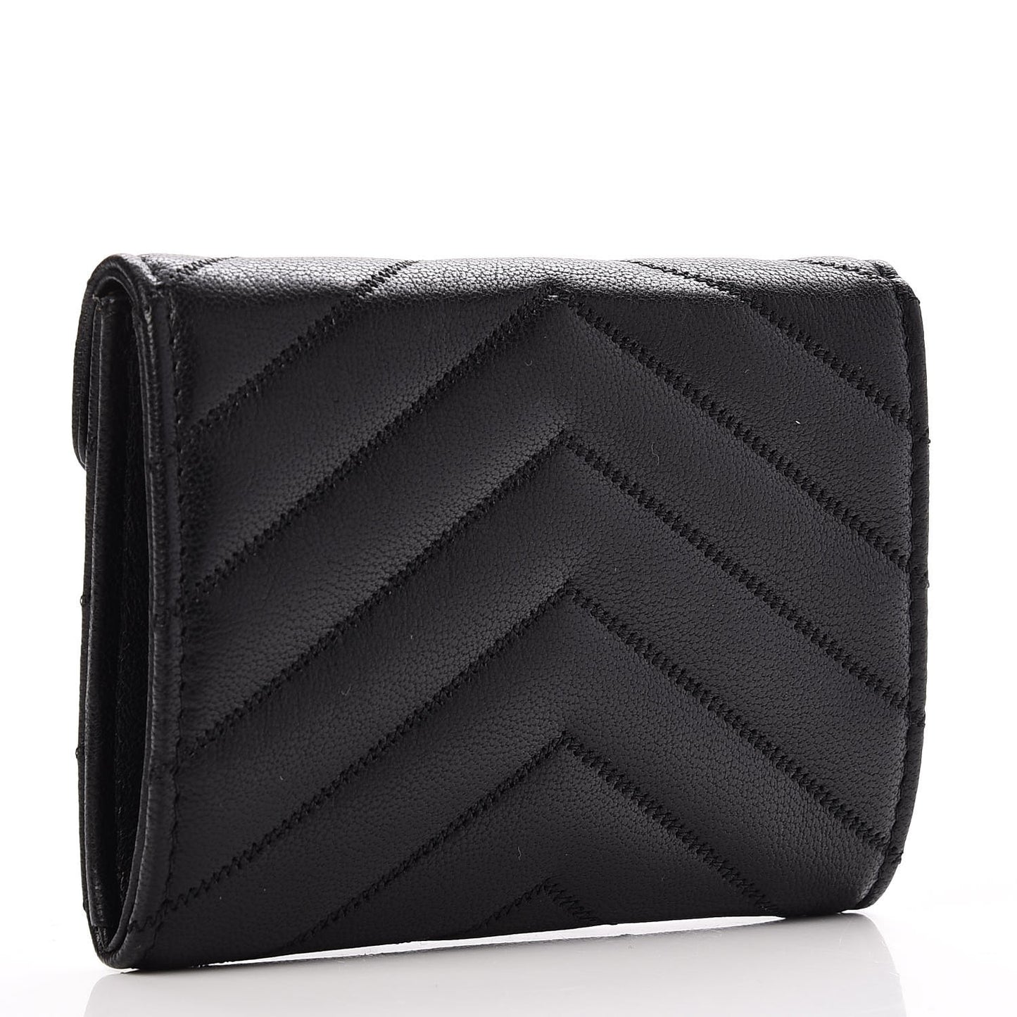 Lambskin Chevron Quilted Multicolor Card Holder Black