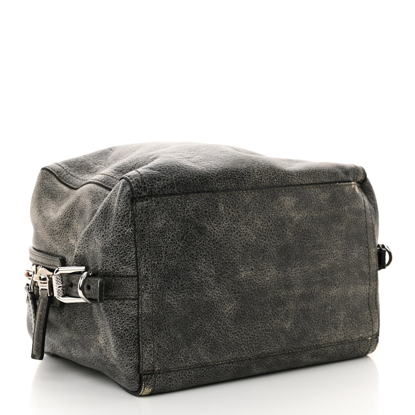 Aged Calfskin Small Pandora Mens Crossbody Black Grey