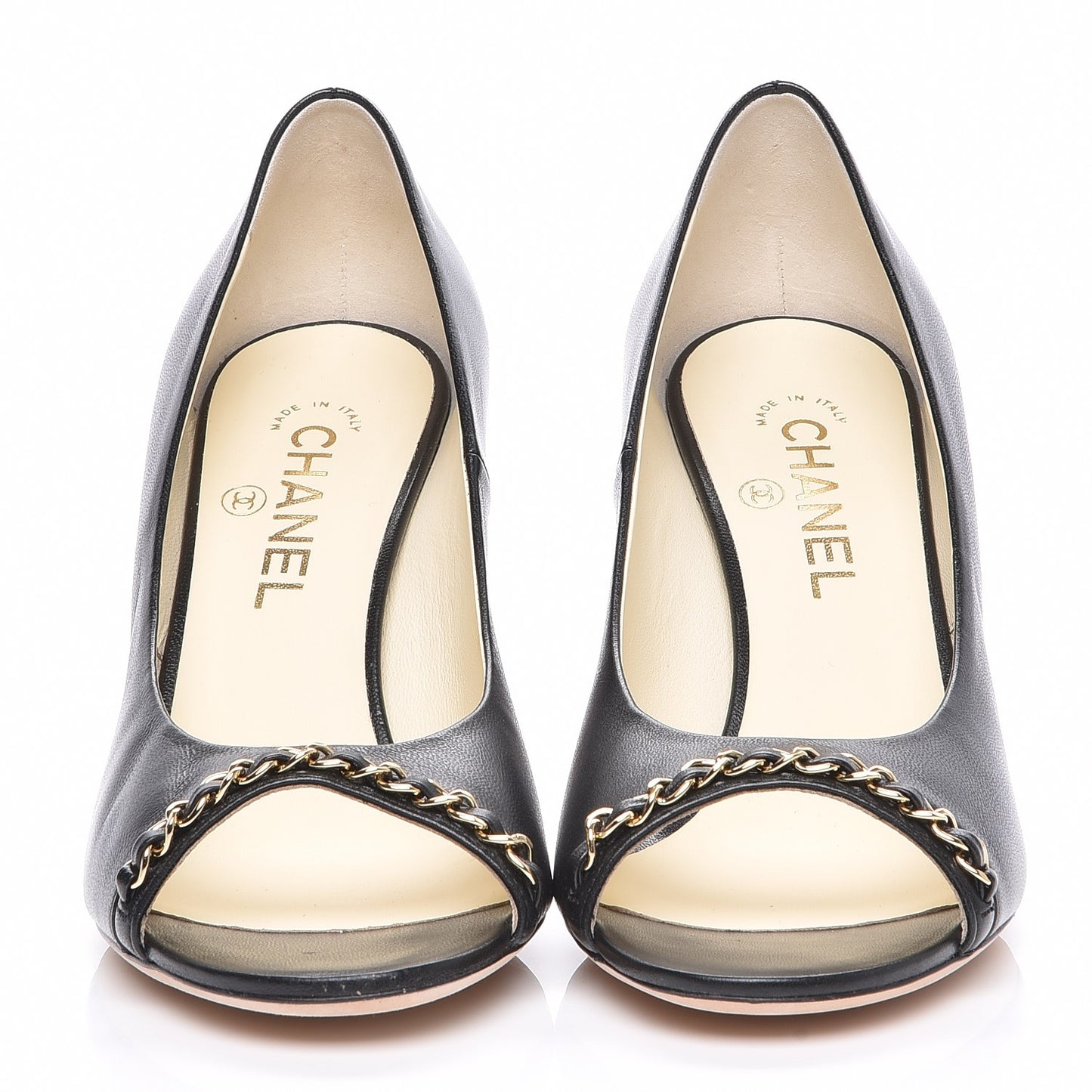 Lambskin Peep Toe CC Pumps 40 Black