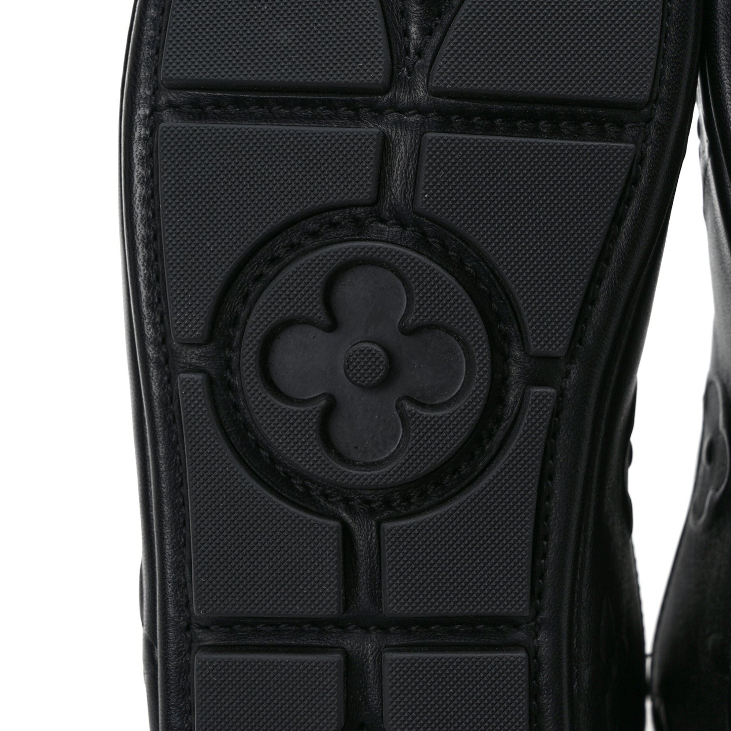Calfskin Embossed Maxi Monogram Driver Open Back Moccasins 9.5 Black