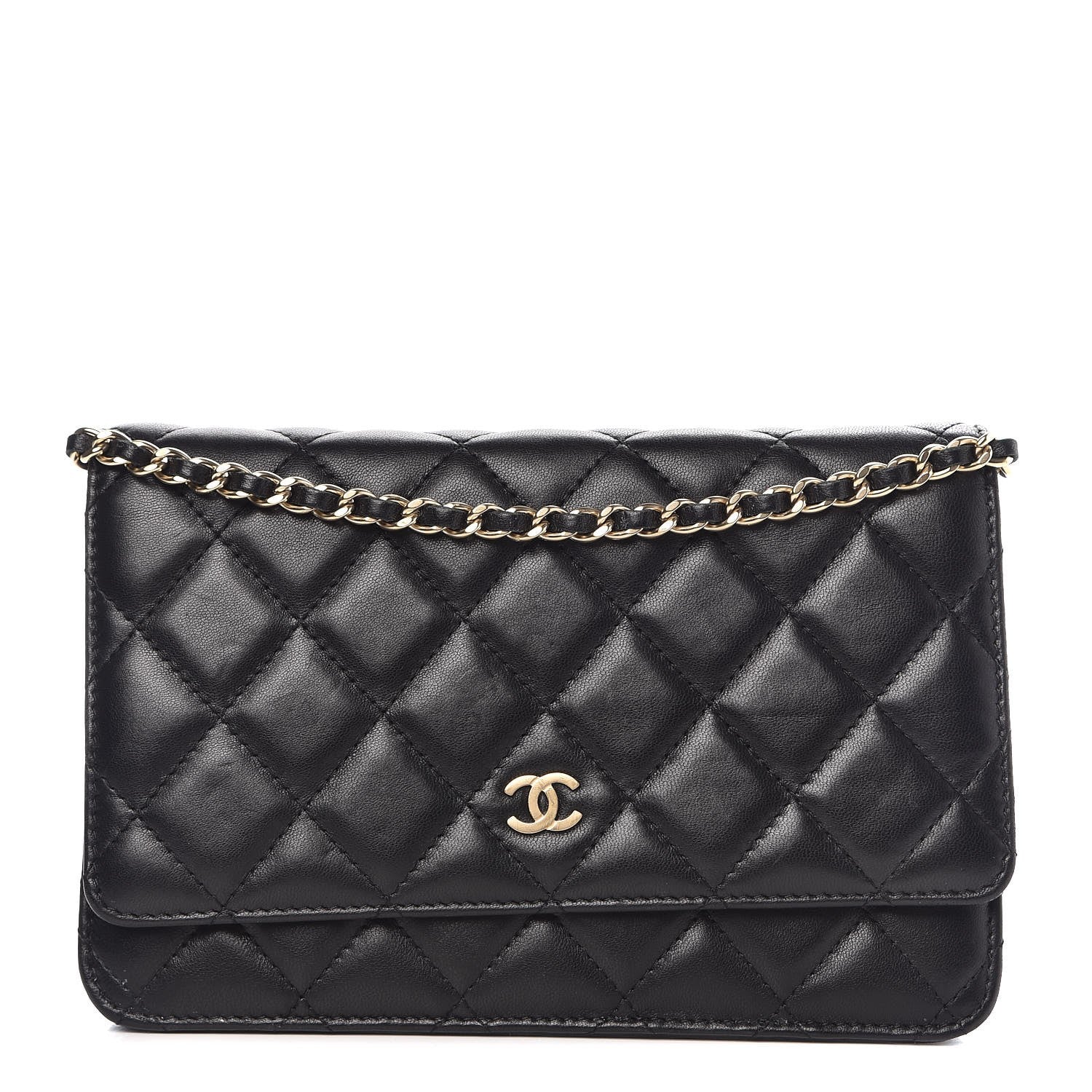 Chanel Lambskin Quilted Wallet On Chain WOC Black 1 of 9