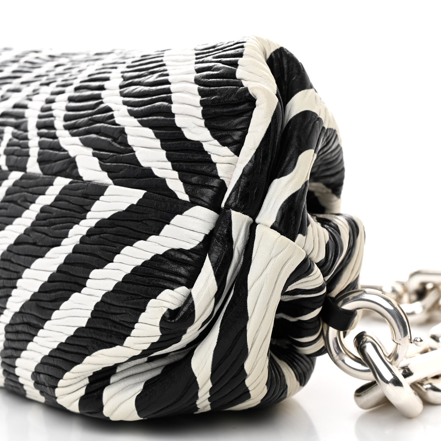 Bottega Veneta Nappa Zebra Print The Pouch Oversized Clutch White Black 10 of 10