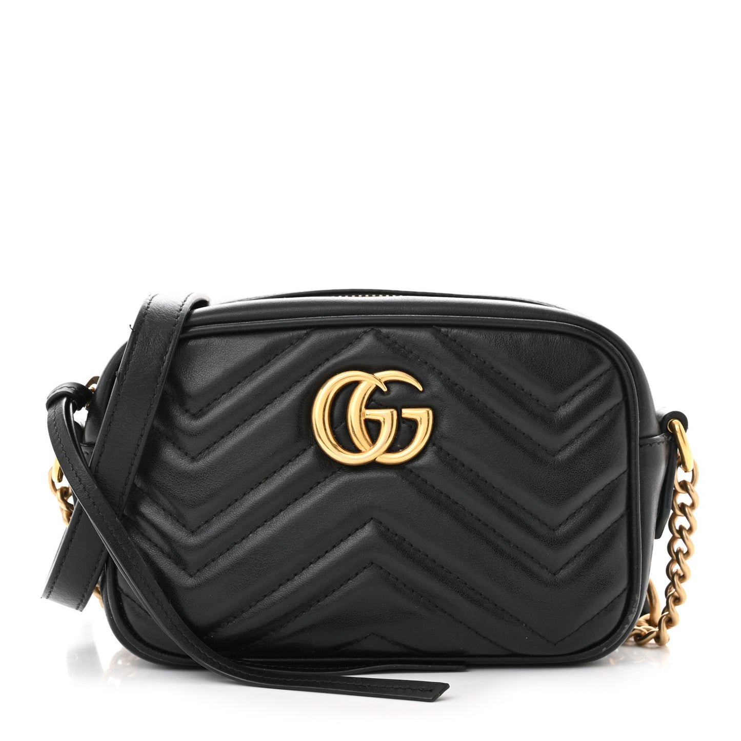 Calfskin Matelasse Mini GG Marmont Chain Shoulder Bag Black