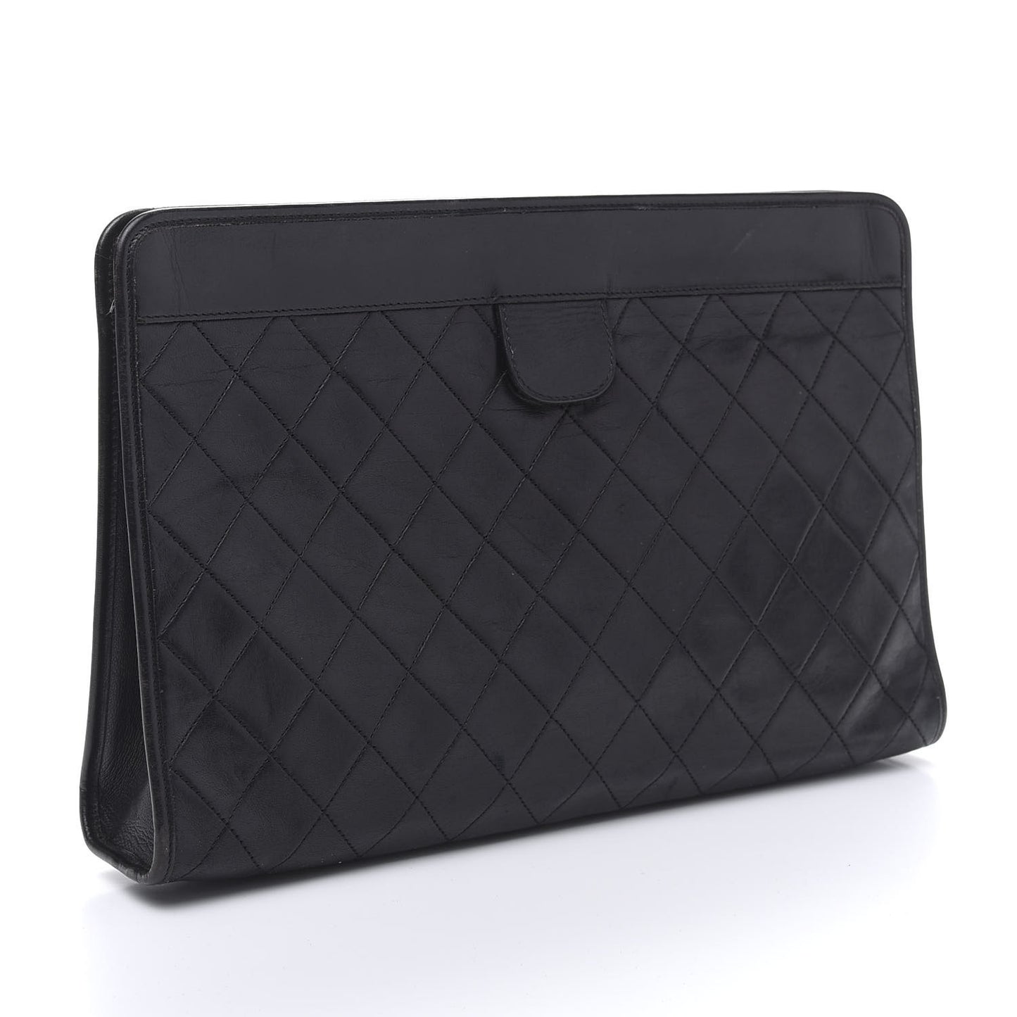 Lambskin Quilted CC Large Clutch Black