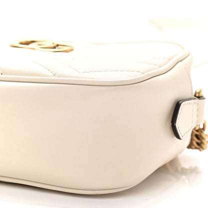 Gucci Calfskin Matelasse Mini GG Marmont Chain Shoulder Bag White 10 of 11