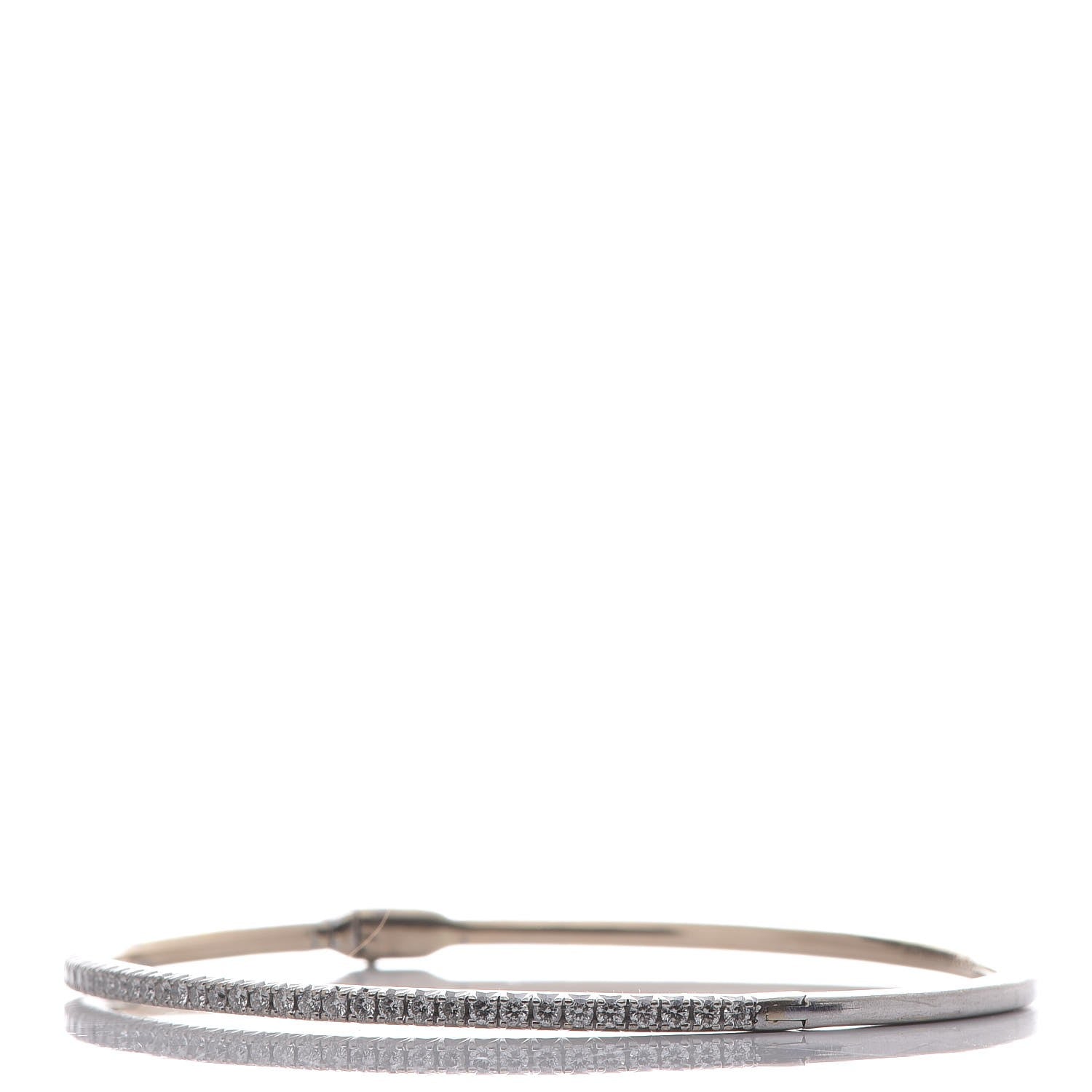 Tiffany 18K White Gold Diamond Metro Hinged Bangle 3 of 10