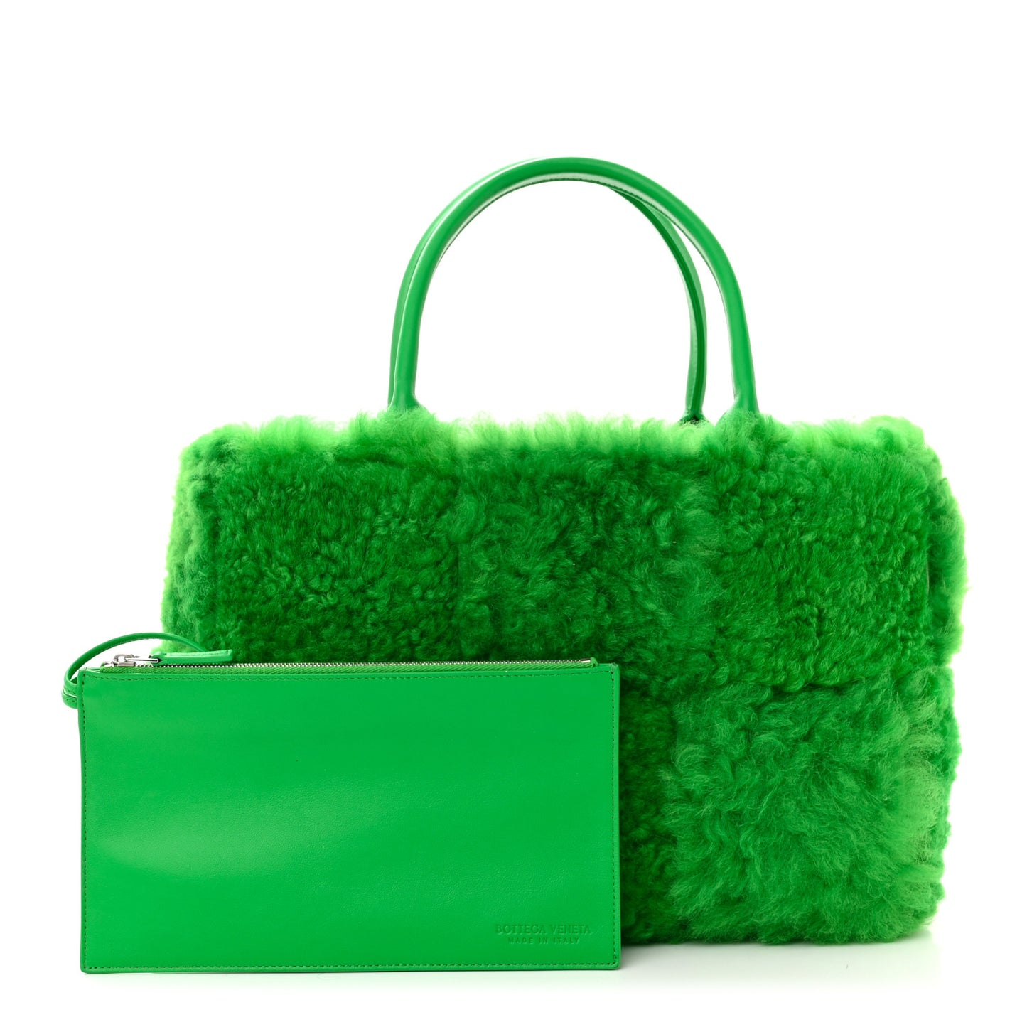 Shearling Small Intrecciato Arco Tote Parakeet