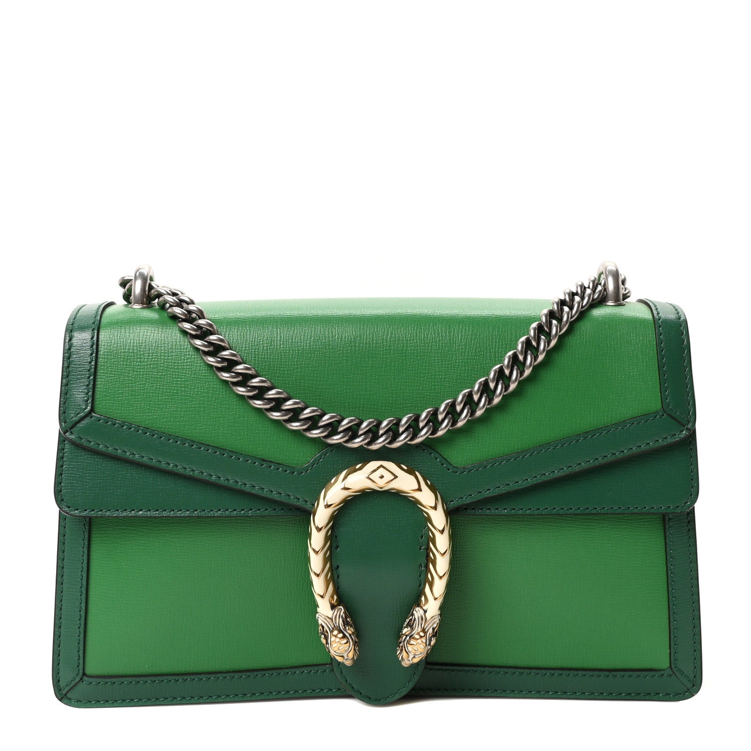 Gucci Azalea Calfskin Enamel Small Dionysus Shoulder Bag New Shamarock Emerald Off White 1 of 10